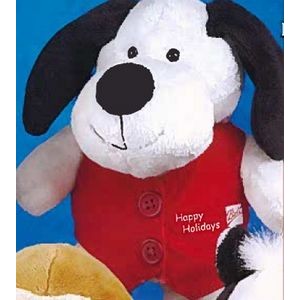 9" Pudgy Plush™ Stuffed White Dog w/Black Floppy Ears
