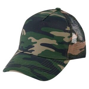Low Crown Constructed 5 Panel Camo Twill Mesh Cap