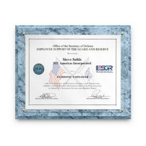 Topaz Blue Marble Slide-In Certificate Plaque