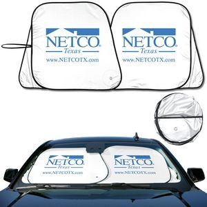 Prest - O - Shade 2 Collapsible Fabric Auto Sun shade White Front Patented Pivot System