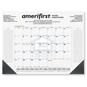 Blue & Gold Calendar Desk Pad w/One Color Imprint (21¾"x17")