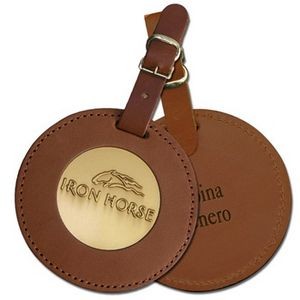Leather Bag Tag with Nickel Silver Insert