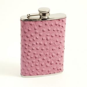 8 Oz. Pink "Ostrich" Leather Flask