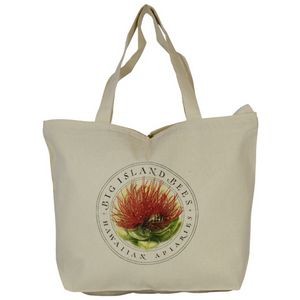 Top Zippered Natural Cotton Tote