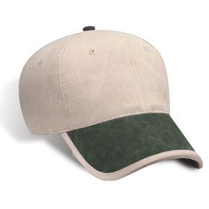 Distressed Washed Brushed Canvas Cap w/Lined Bill