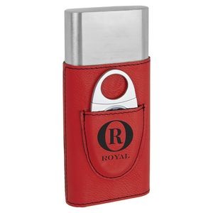 Red Laser Engraved Cigar Case with Cutter