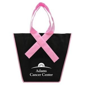 Inverted trapezoidal Ribbon Shopping Tote Bag Breast Cancer Awareness - 12.6" x 13.5" x 4"