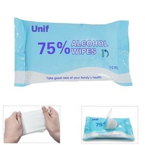 Antibacterial Alcohol Wet Wipe Packet- 10 Pack 75% Alcohol