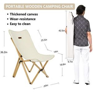 Beech Wood Brown Camping Folding Chair