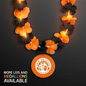 Light Up Halloween Flower Lei with Orange Medallion - Domestic Print