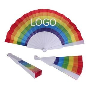 Custom Rainbow Plastic Folding Handheld Fan