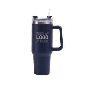 40OZ Double Walls Stainless Steel Auto Tumbler With Straw And Handle