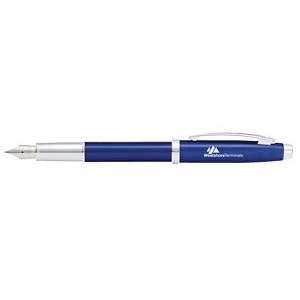 Sheaffer® 100 Glossy Blue Lacquer Fountain Pen with Chrome Plated Trims