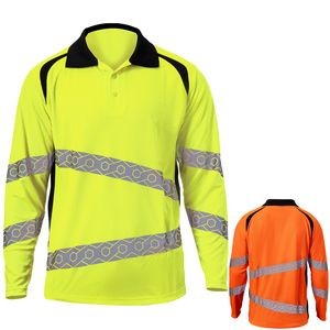 Hi-Viz Class 3 Safety Long Sleeve Polo With 2" Segmented Tape