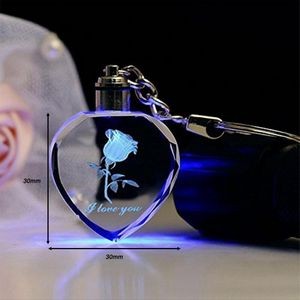 1 1/5" LED Light Up Logo Heart Shape Crystal Keychain w/Gift Box
