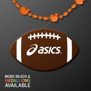 Orange Football Party Bead Necklaces with Football Medallion - Domestic Print