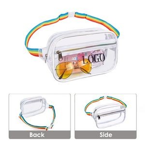 9" LGBT Rainbow Pride Clear PVC Water Resistant Fanny Pack Crossbody Waist Bag