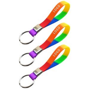 Rainbow Silicone Wristband Keychain