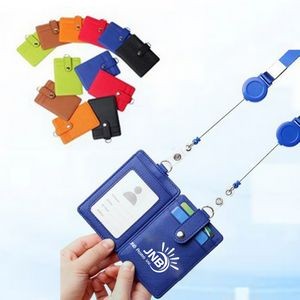 Portable Badge Card Holder With Lanyard
