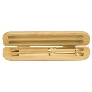 Maple Wooden Pen Case with 2 Maple Pens Set