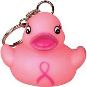 Mini Rubber Pink Ribbon Duck Key Chain©