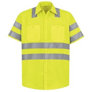 Red Kap™ Hi-Visibility Short Sleeve Work Shirt (Class 3 Level 2) Yellow