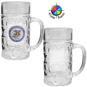 1/2 liter, 16.5 oz Dimpled Acrylic Plastic Beer Stein with Logo Panel (Full Color)