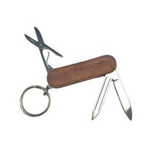 Wooden 3 Function Pocket Knife With Key Ring