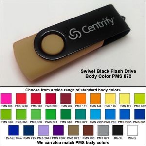 Swivel Black Flash Drive - 64 GB Memory - Body PMS 872