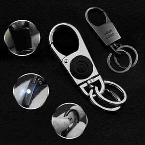 Fashion Metal Keychain LED Double Circle Car Key Chains