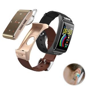 2-IN-1 Ear Bud With Leather Band Fitness Tracker Bracelet
