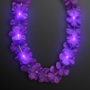 Light Up Purple Lei Flower Necklaces - BLANK