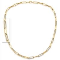 Jilco Inc. Diamond Paperclip Link Chain Necklace w/13 Diamond Links