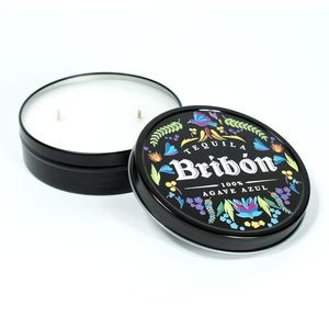 8 oz. Tin Travel Candle - Black with 4-C Imprint