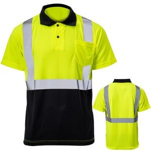 Hi Vis Class 3 Color Block Safety Polo With 2" Reflective Tape & Pocket