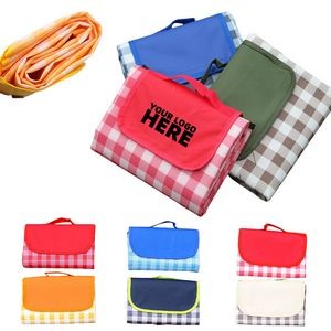 Foldable Gingham Roll-Up Picnic Blankets