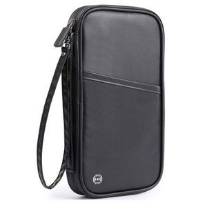 Black Large Capacity Waterproof FRID ID and Passport Holder Wallet with Lanyard