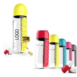 2-in-1 Water Bottle with 7 Daily Pill Box