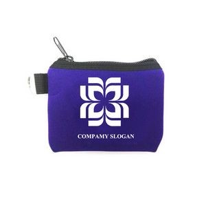 Neoprene Zipped Coin Bag with Key Ring