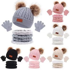 Winter Beanie Scarf Gloves Set For Kids