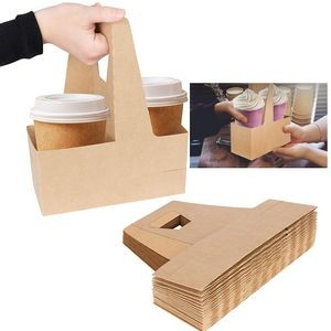 2 Cup LocationS Disposable Paper Box with Handle