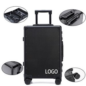 20" Carbon Fiber Carry-On Luggage Suitcase With Spinner Wheels & TSA-approved Code Lock