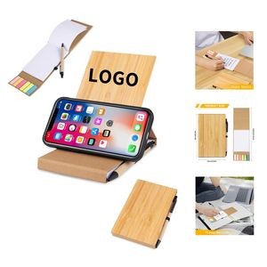 6 Inches Mini Bamboo Cover Journals Notebook with Holding Cell Phone Stand