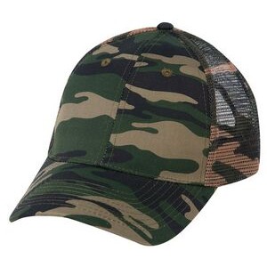 Low Crown Constructed 6 Panel Camo Twill Mesh Cap