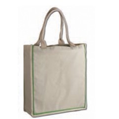 Q-Tees Fancy Shopper Bag w/ Color Stripe