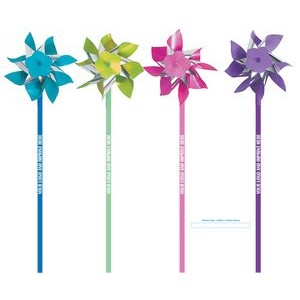 Pinwheel 4" w/ Logo in Assorted Bright Colors (INCLUDES ASSEMBLY)