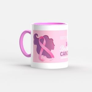 11 Oz. Full Color Two Tone Mug (Pink Handle & Interior)