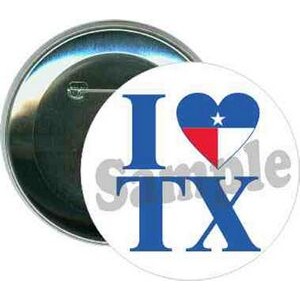 States - I Love TX - 3 Inch Round Button