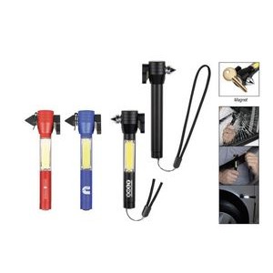 4-in-1 Safety Tool with Cob Flashlight