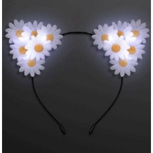Daisy Flower Cat Ears, Light Up Cat Headband
